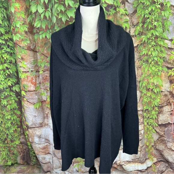 FORTE CASHMERE Quiet Minimalist Oversized Black Cowl Neck Sweater, M - Picture 4 of 10
